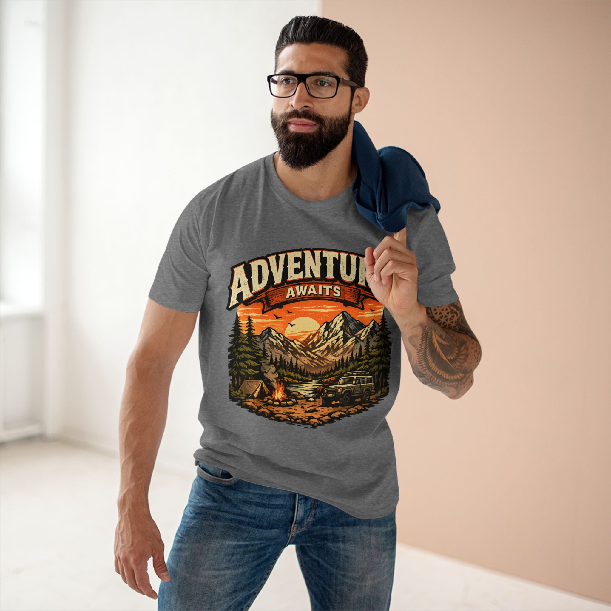 Adventure Awaits T-Shirt – Vintage Mountain Camping Tee