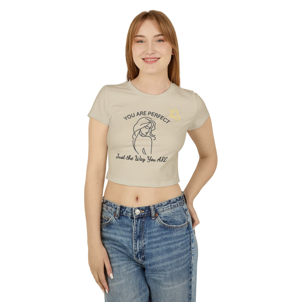 Baby Tee — "You Are Perfect" Minimal Line Art Crop Top