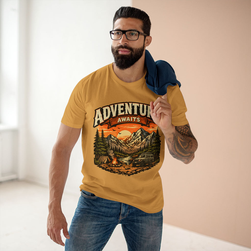 Adventure Awaits T-Shirt – Vintage Mountain Camping Tee