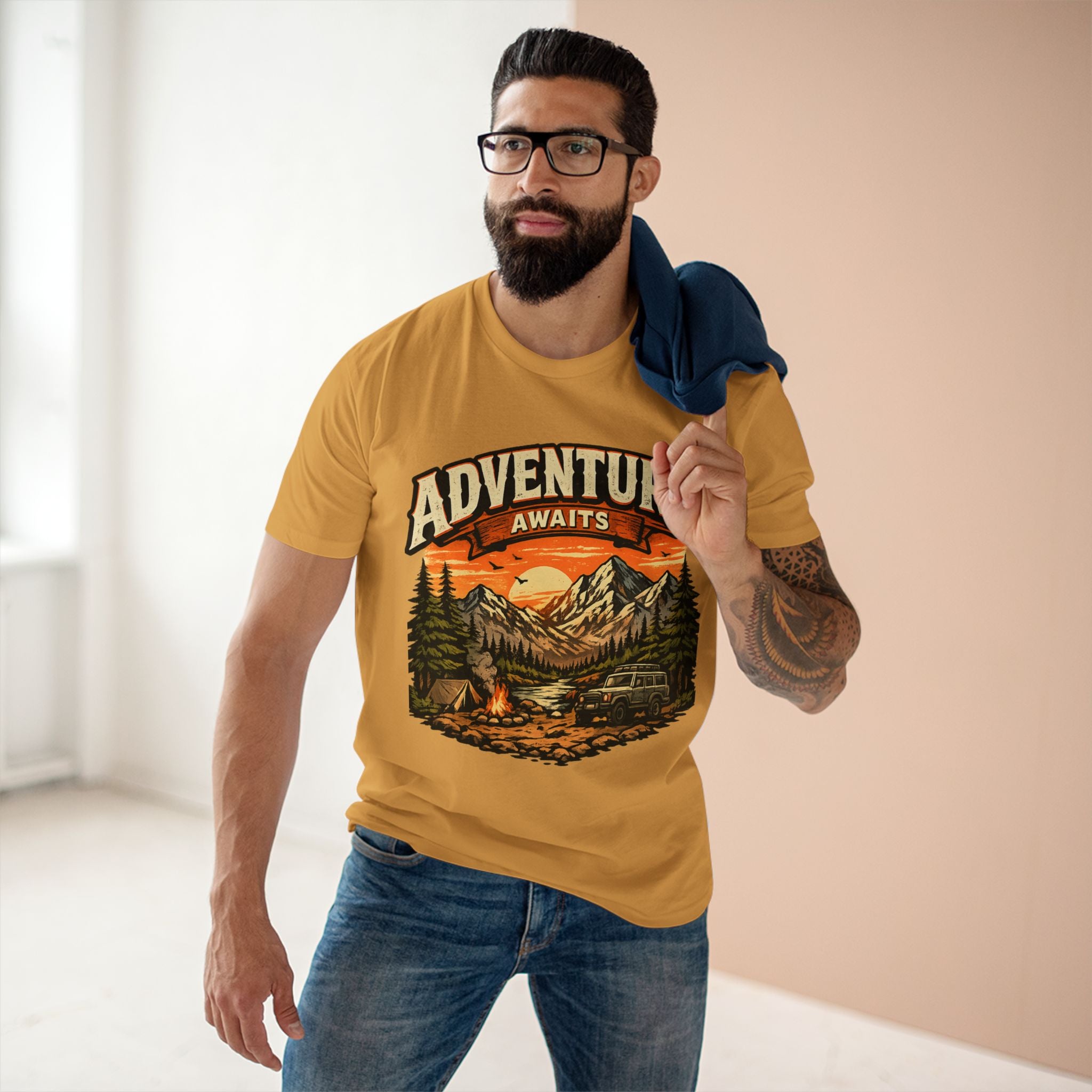 Adventure Awaits T-Shirt – Vintage Mountain Camping Tee