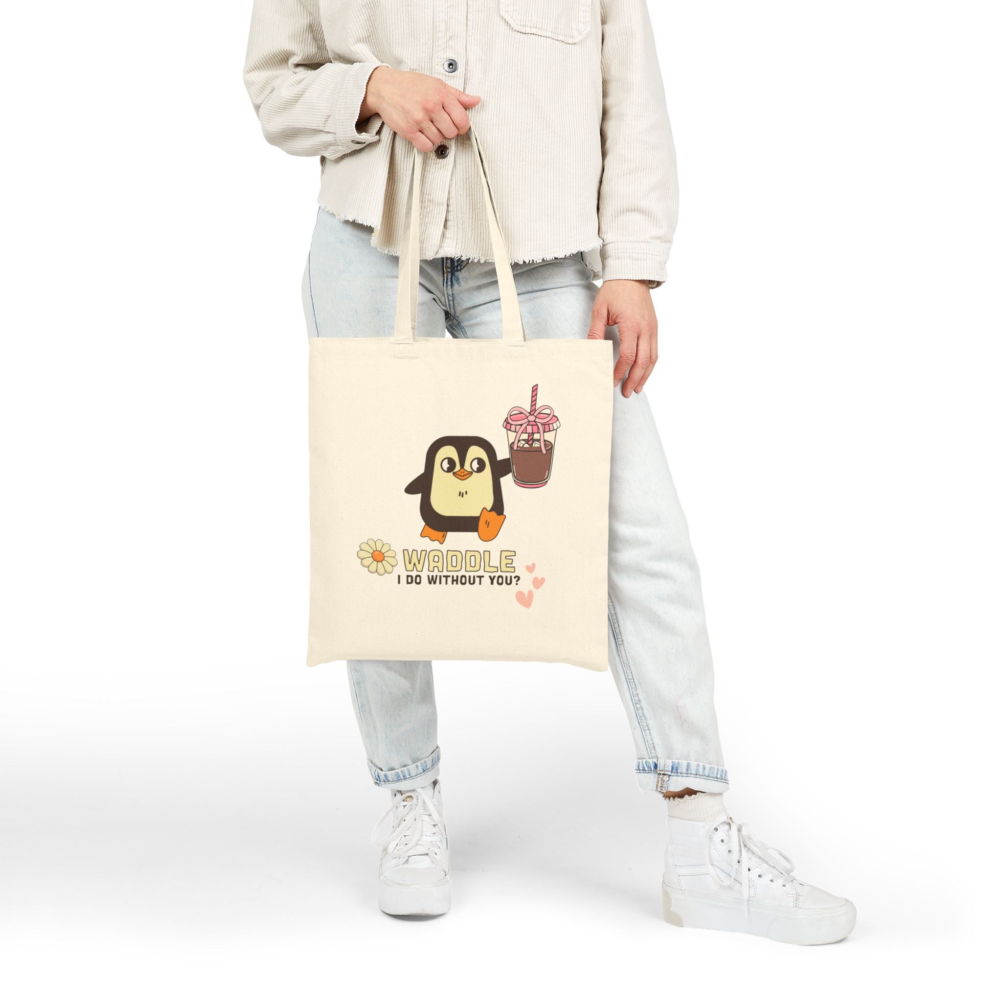 Penguin 'Waddle I Do Without You' Cotton Tote Bag