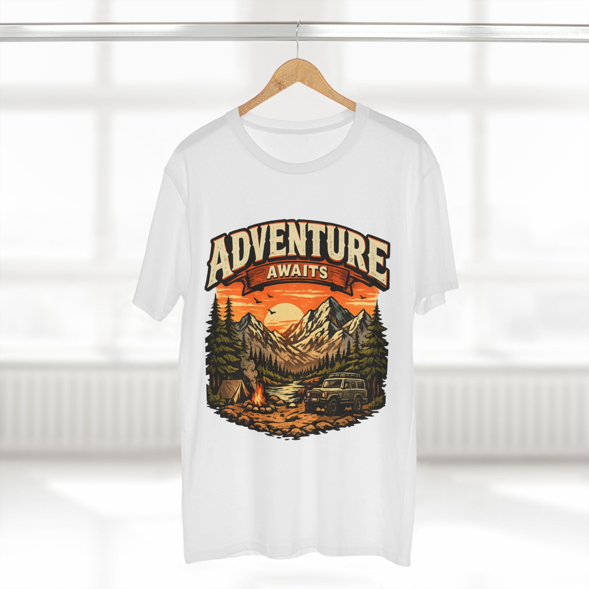 Adventure Awaits T-Shirt – Vintage Mountain Camping Tee