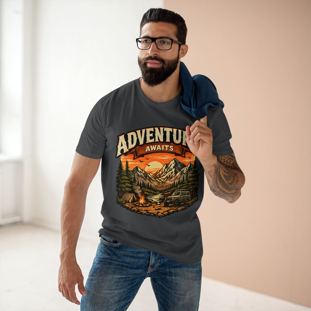 Adventure Awaits T-Shirt – Vintage Mountain Camping Tee