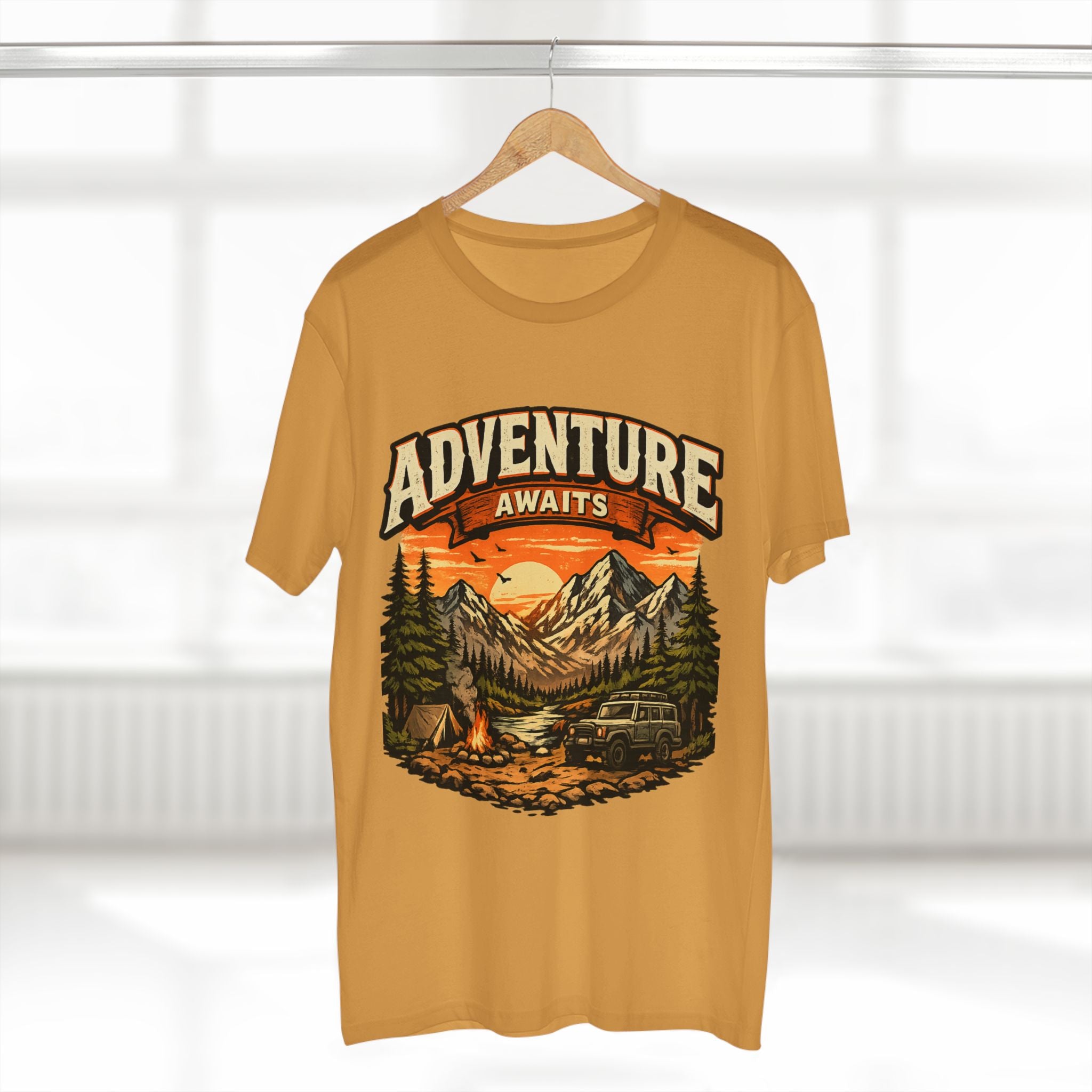 Adventure Awaits T-Shirt – Vintage Mountain Camping Tee