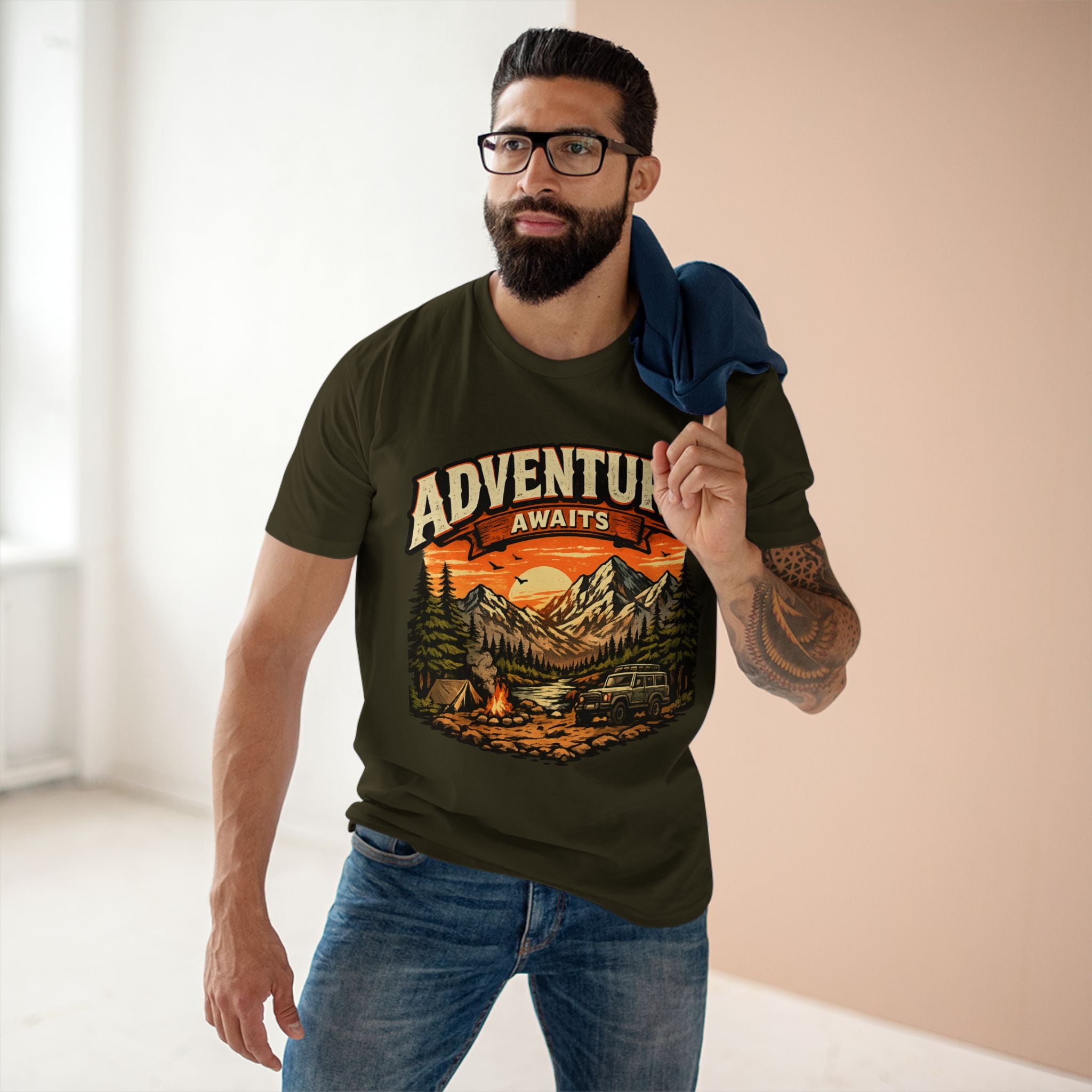 Adventure Awaits T-Shirt – Vintage Mountain Camping Tee