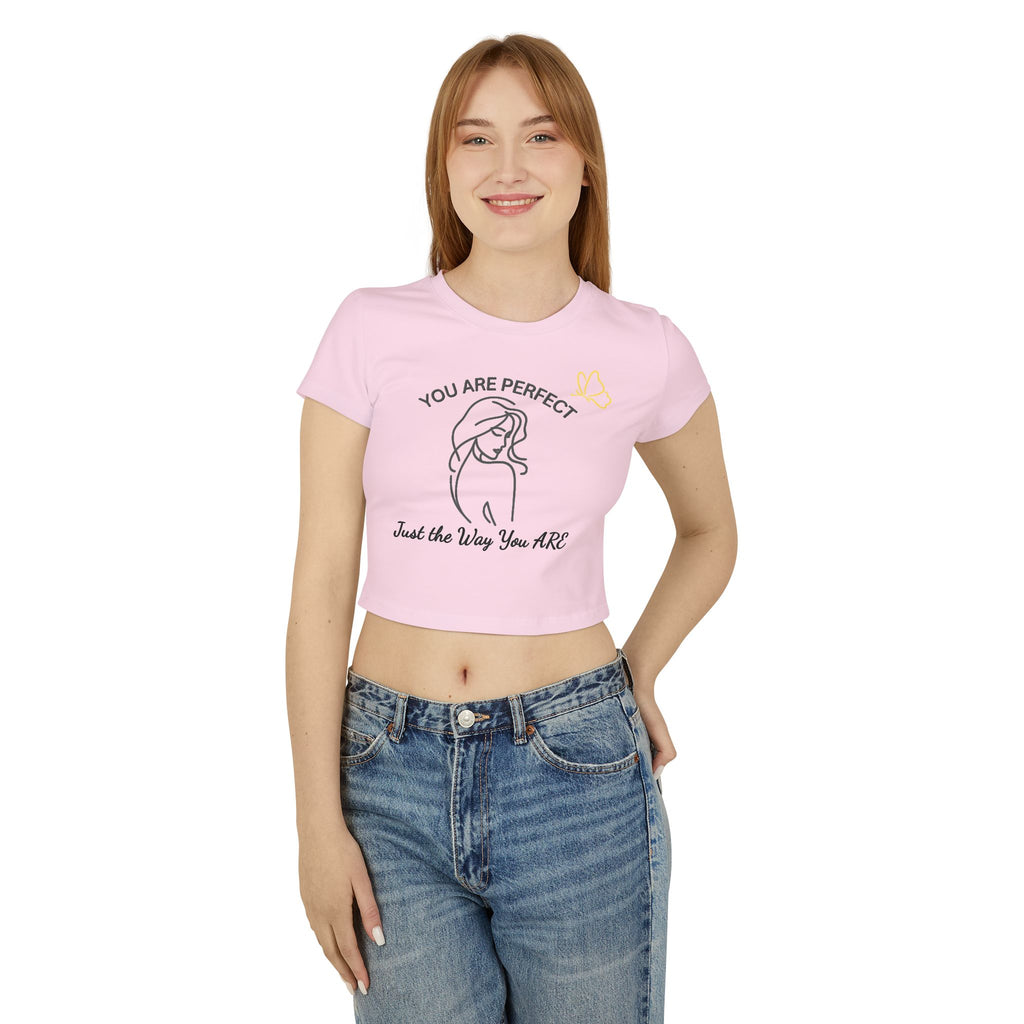 Baby Tee — "You Are Perfect" Minimal Line Art Crop Top