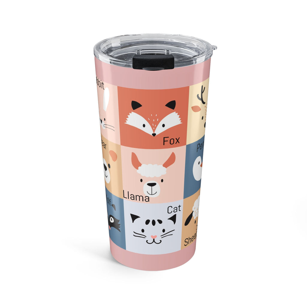 20oz Animal Faces Tumbler — Cute Fox, Llama, Cat & More Travel Cup