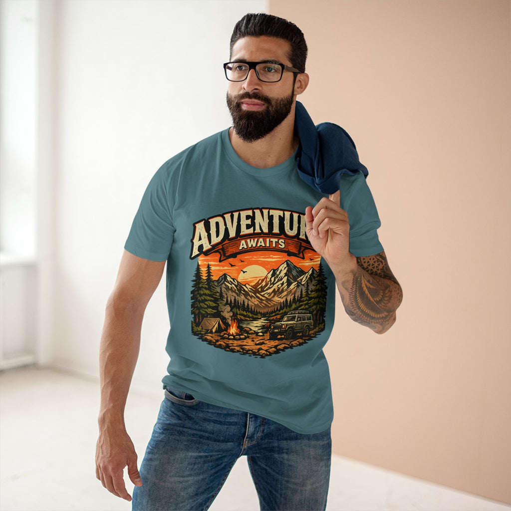 Adventure Awaits T-Shirt – Vintage Mountain Camping Tee