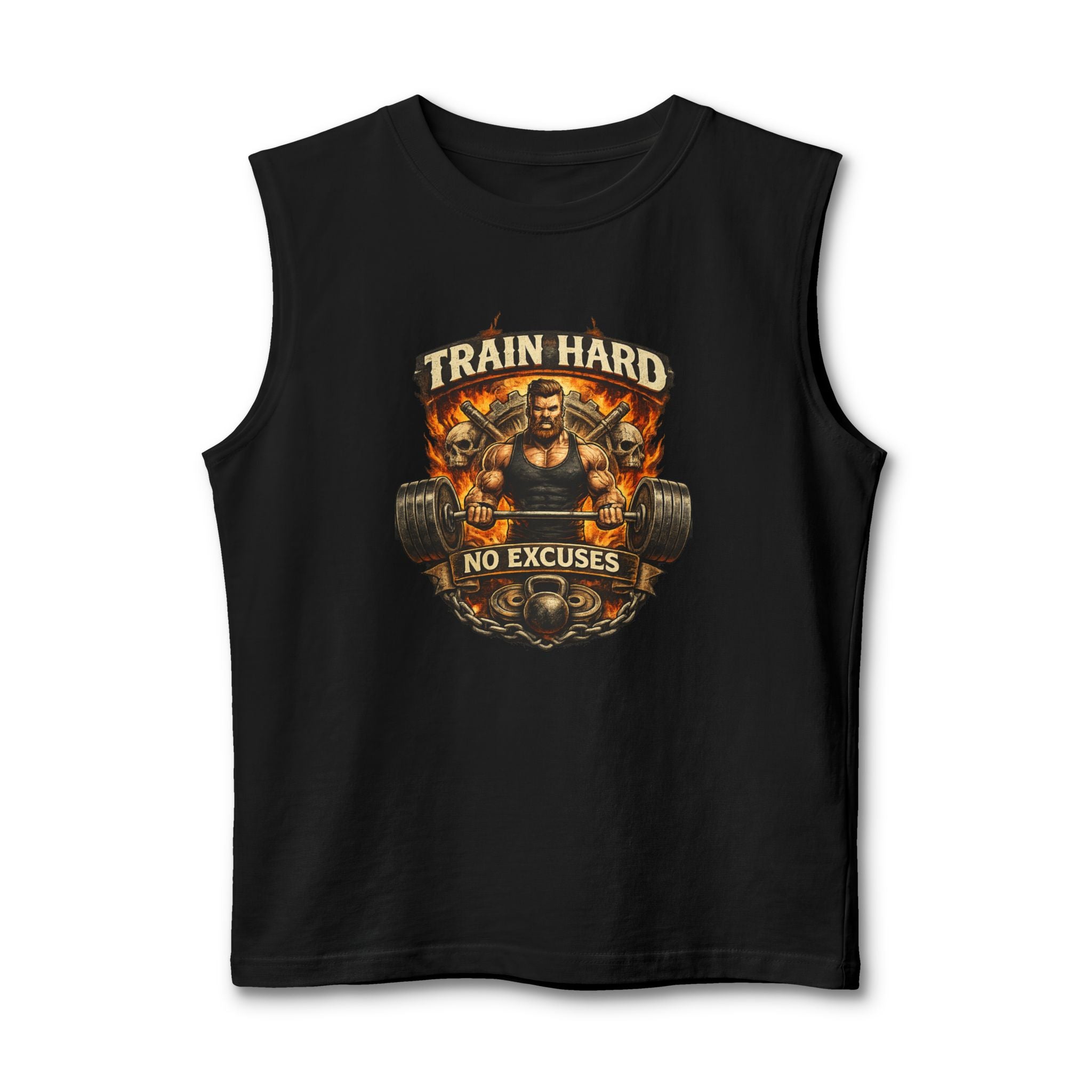 Train Hard Muscle Tank - "Train Hard No Excuses" Gym Tank Top