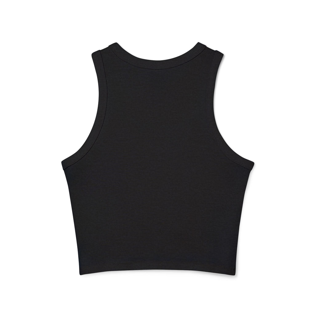 Women's Ribbed Racer Tank Top — Floral Nail Bites Graphic