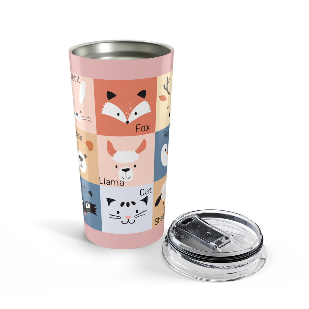 20oz Animal Faces Tumbler — Cute Fox, Llama, Cat & More Travel Cup