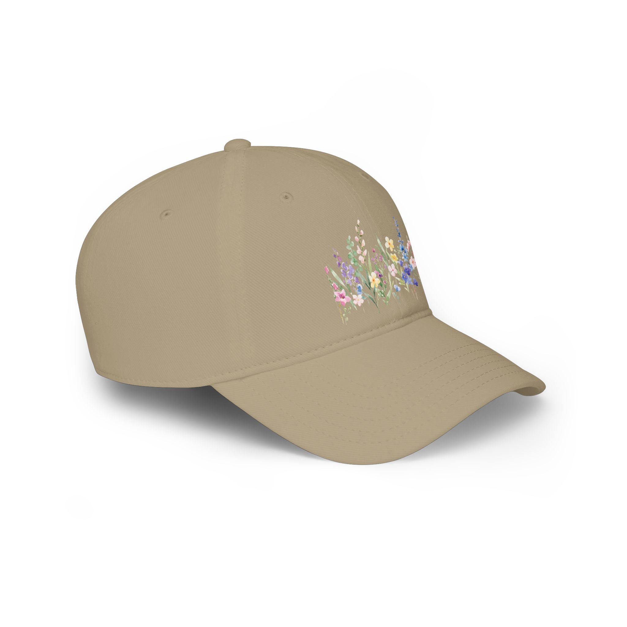 Red Floral Embroidered Baseball Cap — Wildflower Garden Low Profile Hat