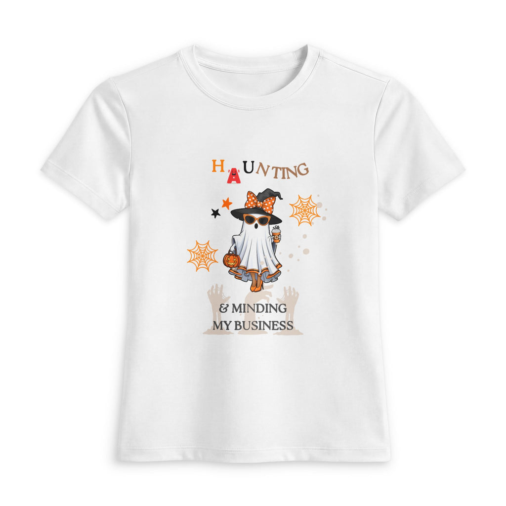 Halloween Ghost Tee — “Haunting & Minding My Business” Women’s T-Shirt