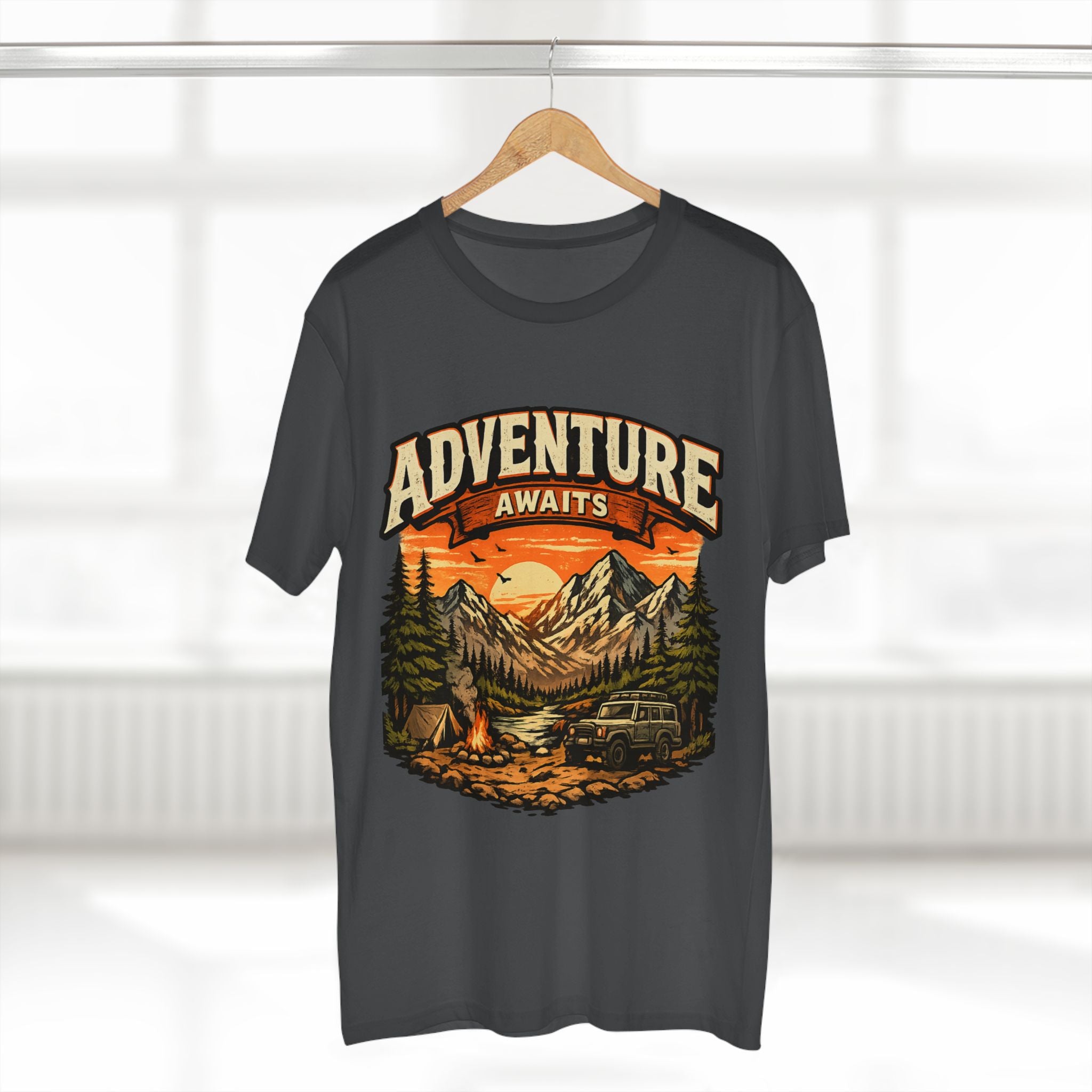 Adventure Awaits T-Shirt – Vintage Mountain Camping Tee