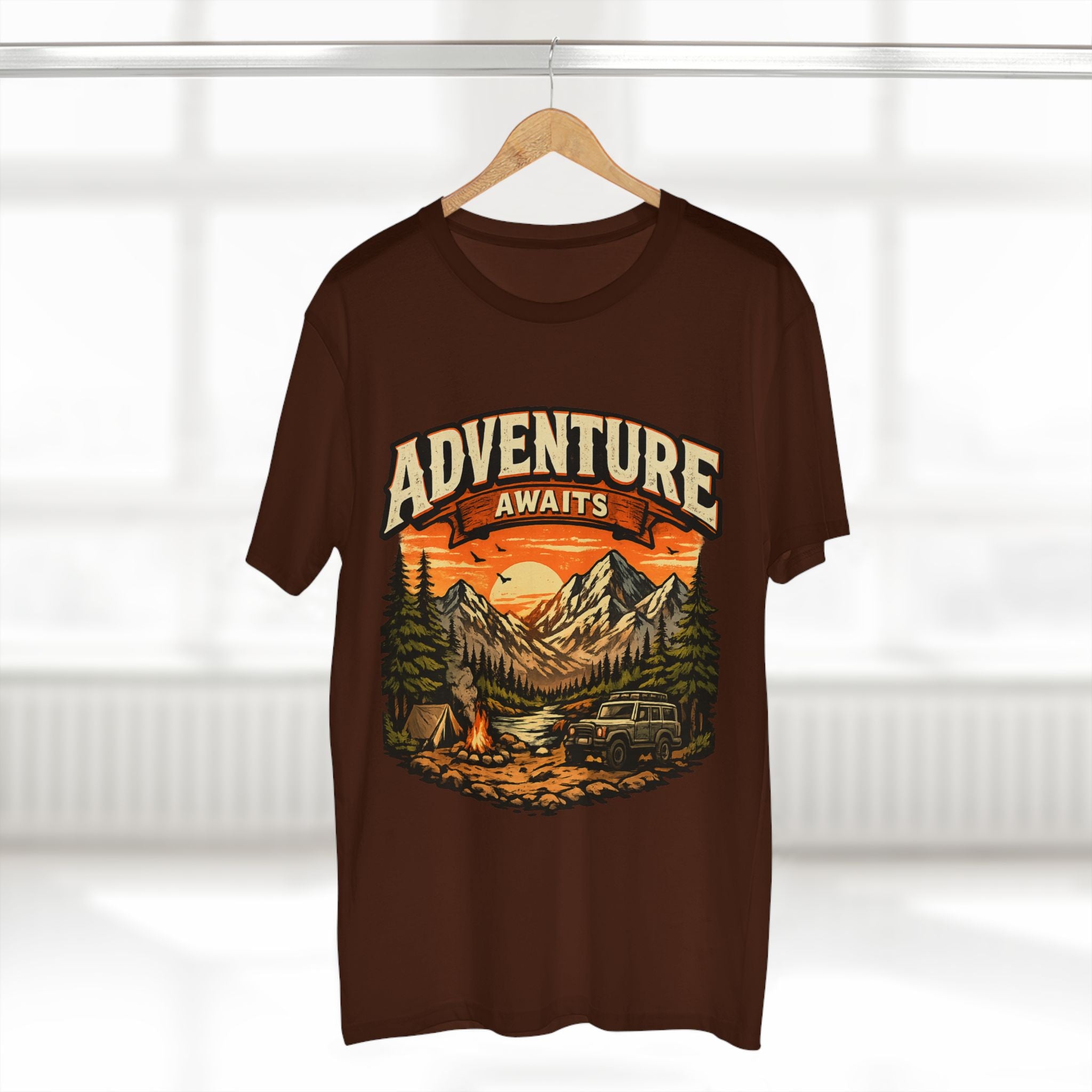 Adventure Awaits T-Shirt – Vintage Mountain Camping Tee