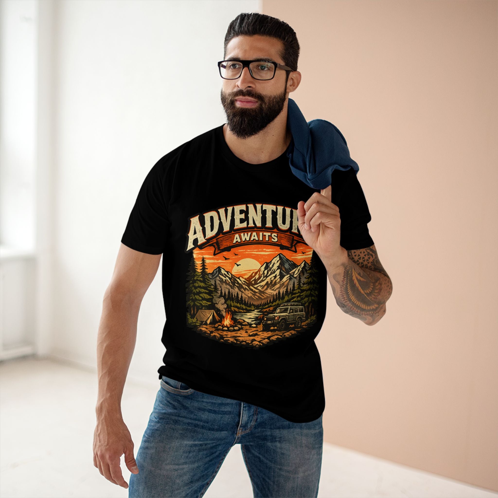 Adventure Awaits T-Shirt – Vintage Mountain Camping Tee