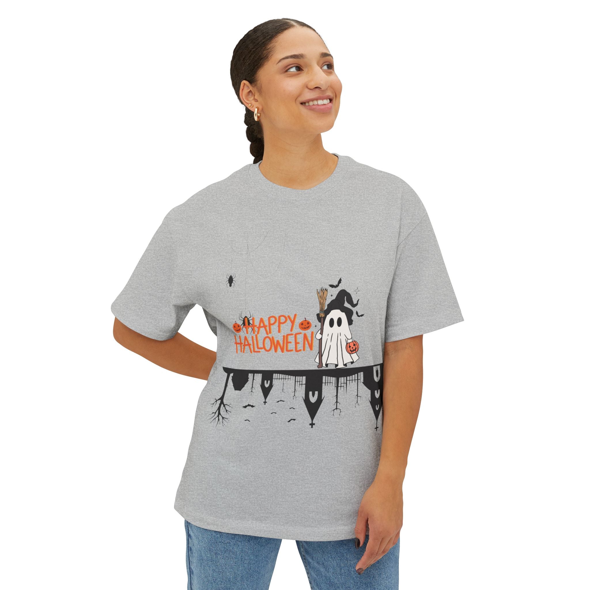 Halloween Ghost Tee — "Happy Halloween" Spooky Cottage Graphic