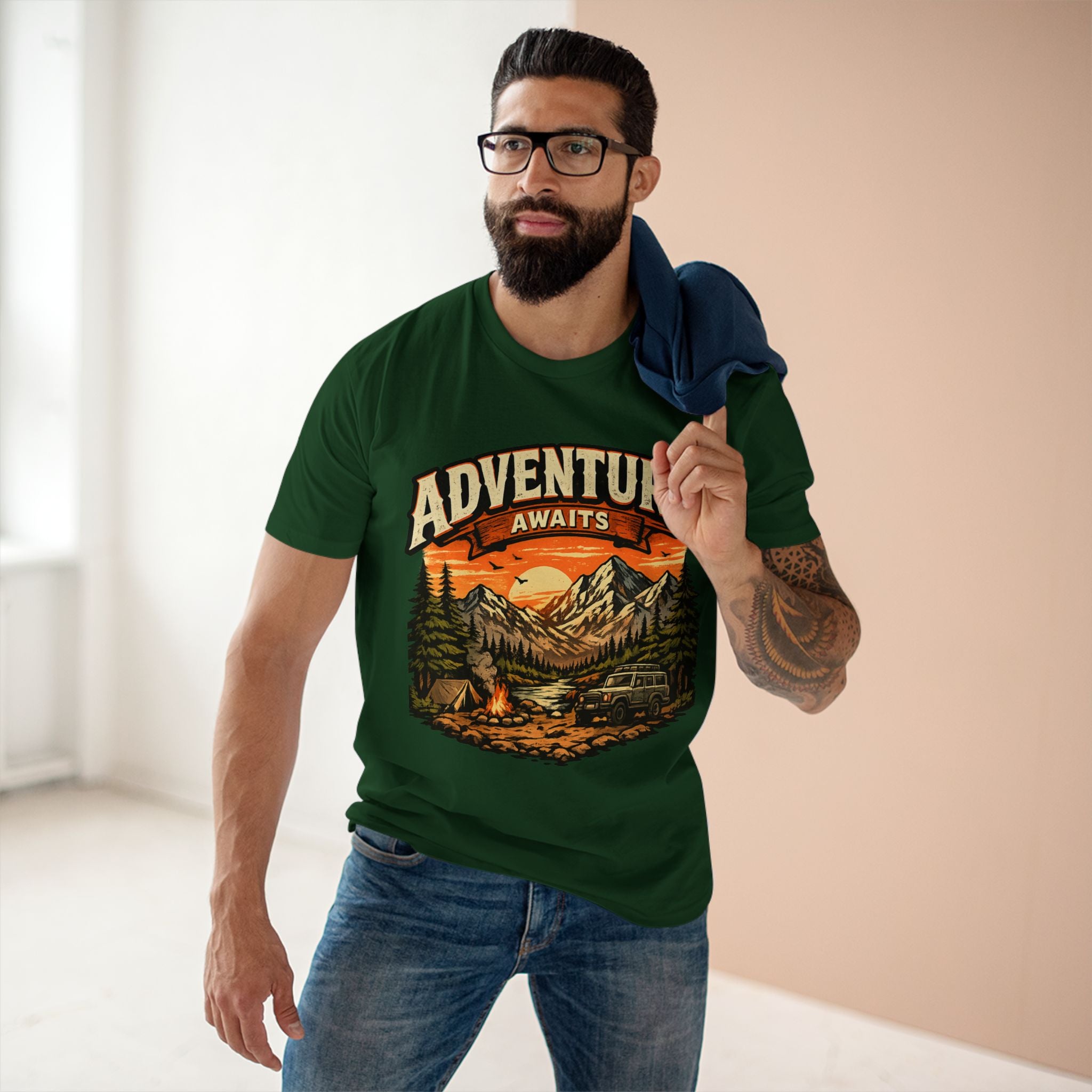 Adventure Awaits T-Shirt – Vintage Mountain Camping Tee
