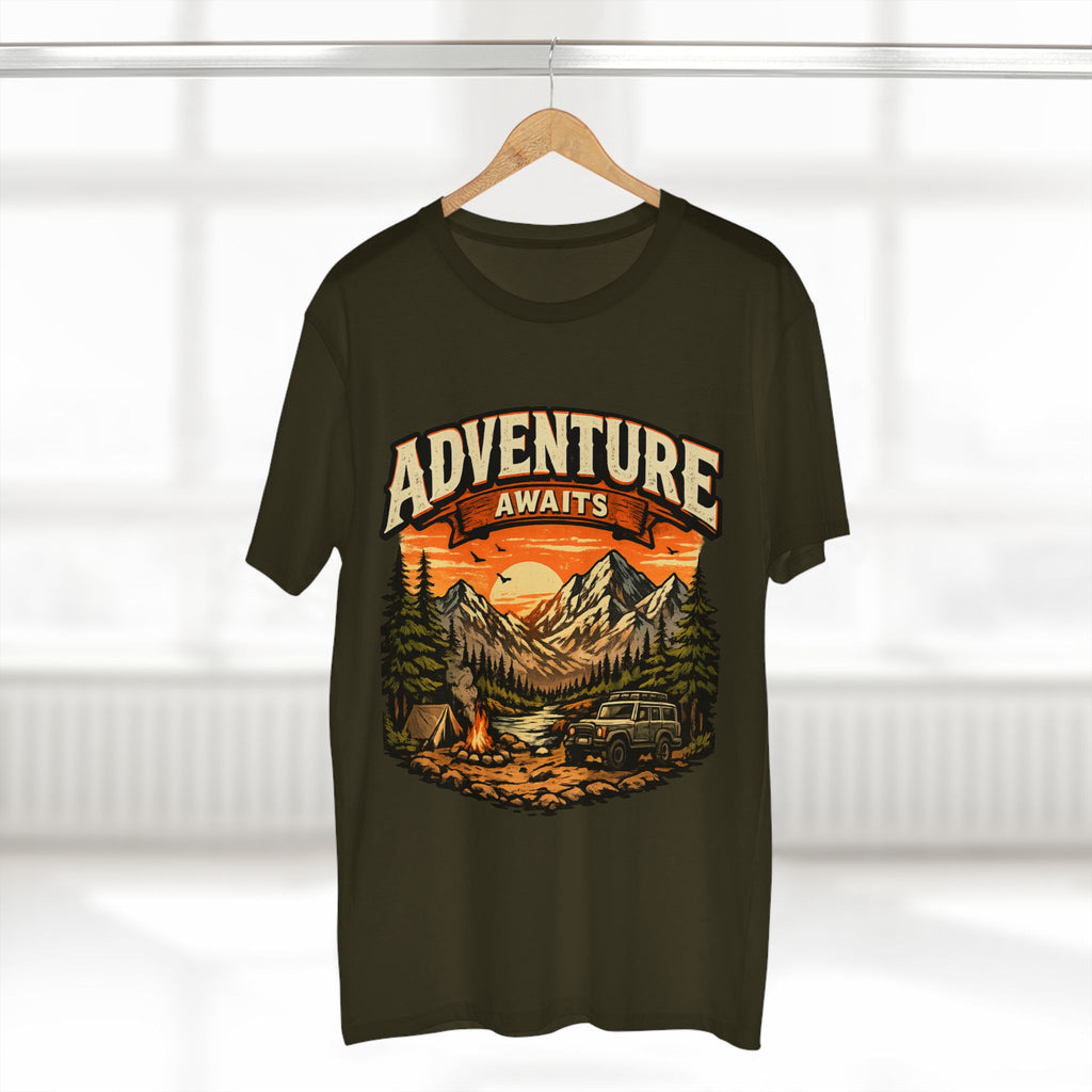 Adventure Awaits T-Shirt – Vintage Mountain Camping Tee