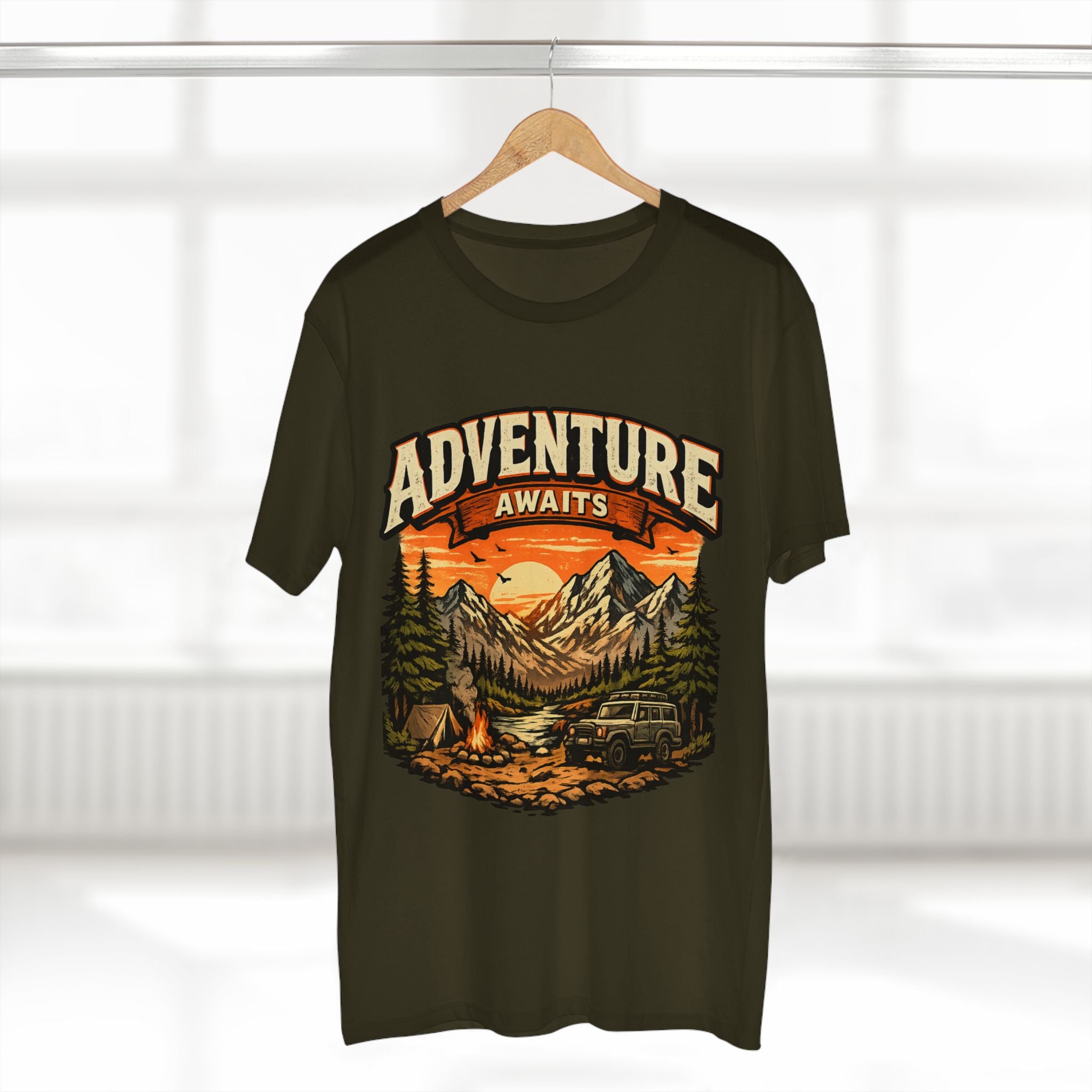 Adventure Awaits T-Shirt – Vintage Mountain Camping Tee