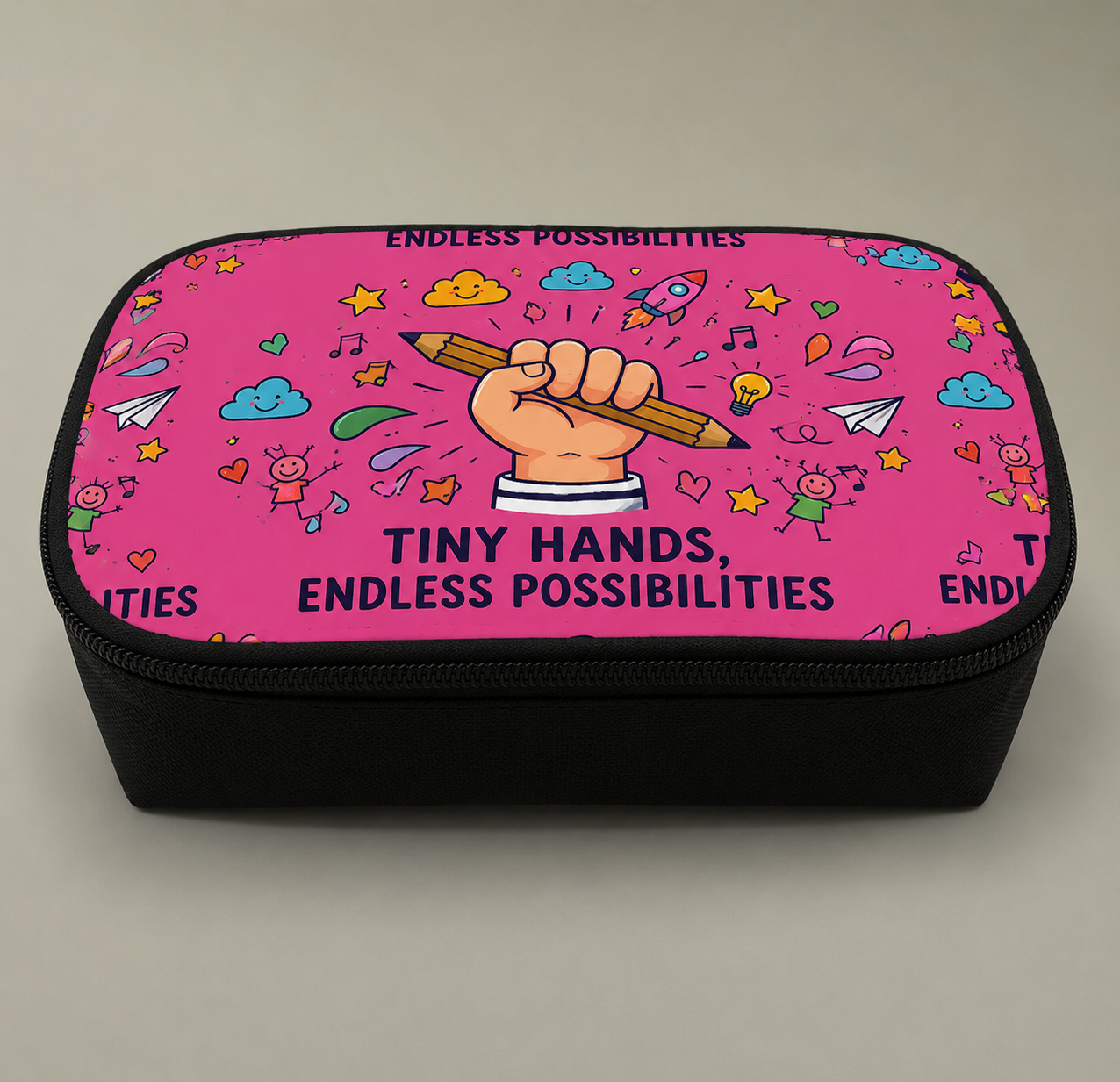 Pencil Case — "Tiny Hands, Endless Possibilities" Kids School Pouch (A matching set with the Tiny Hand Notebook)