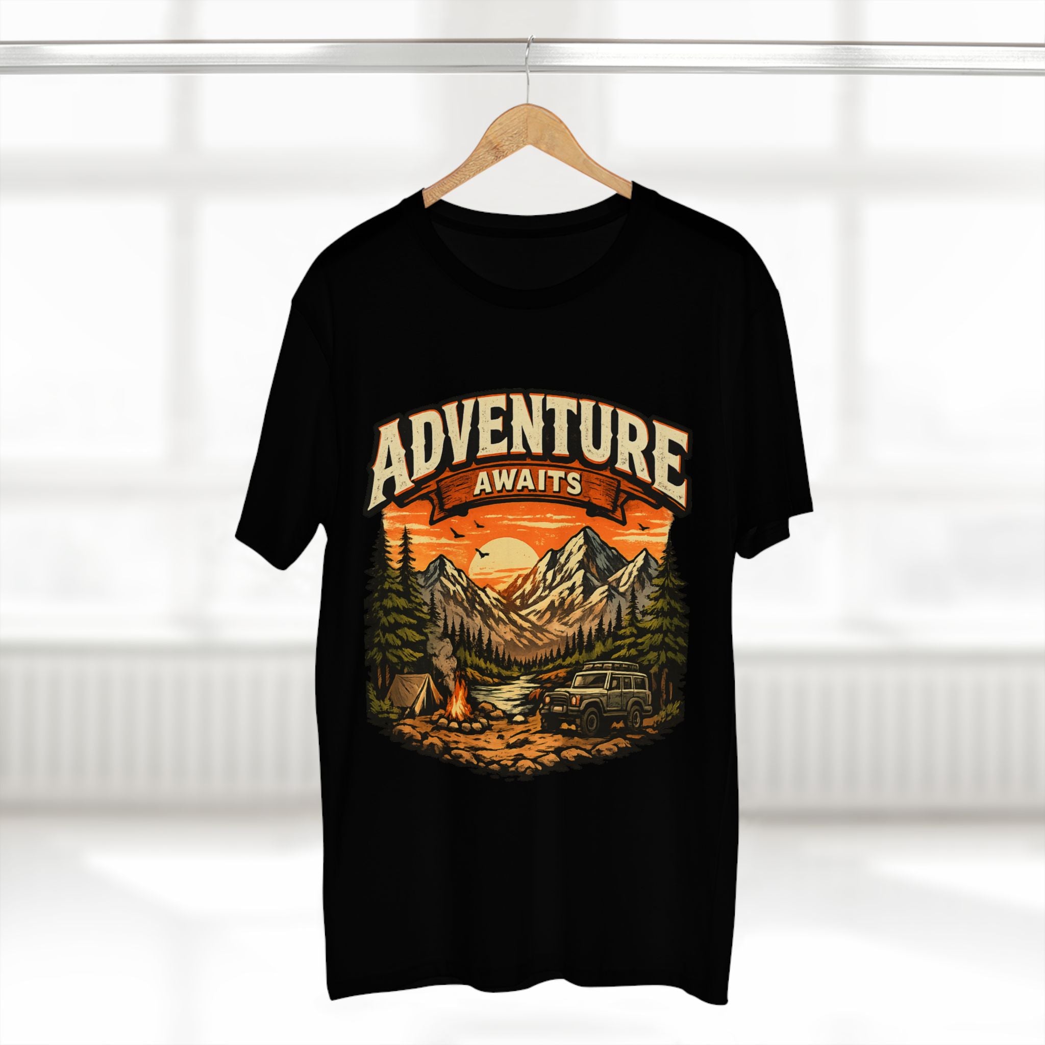 Adventure Awaits T-Shirt – Vintage Mountain Camping Tee