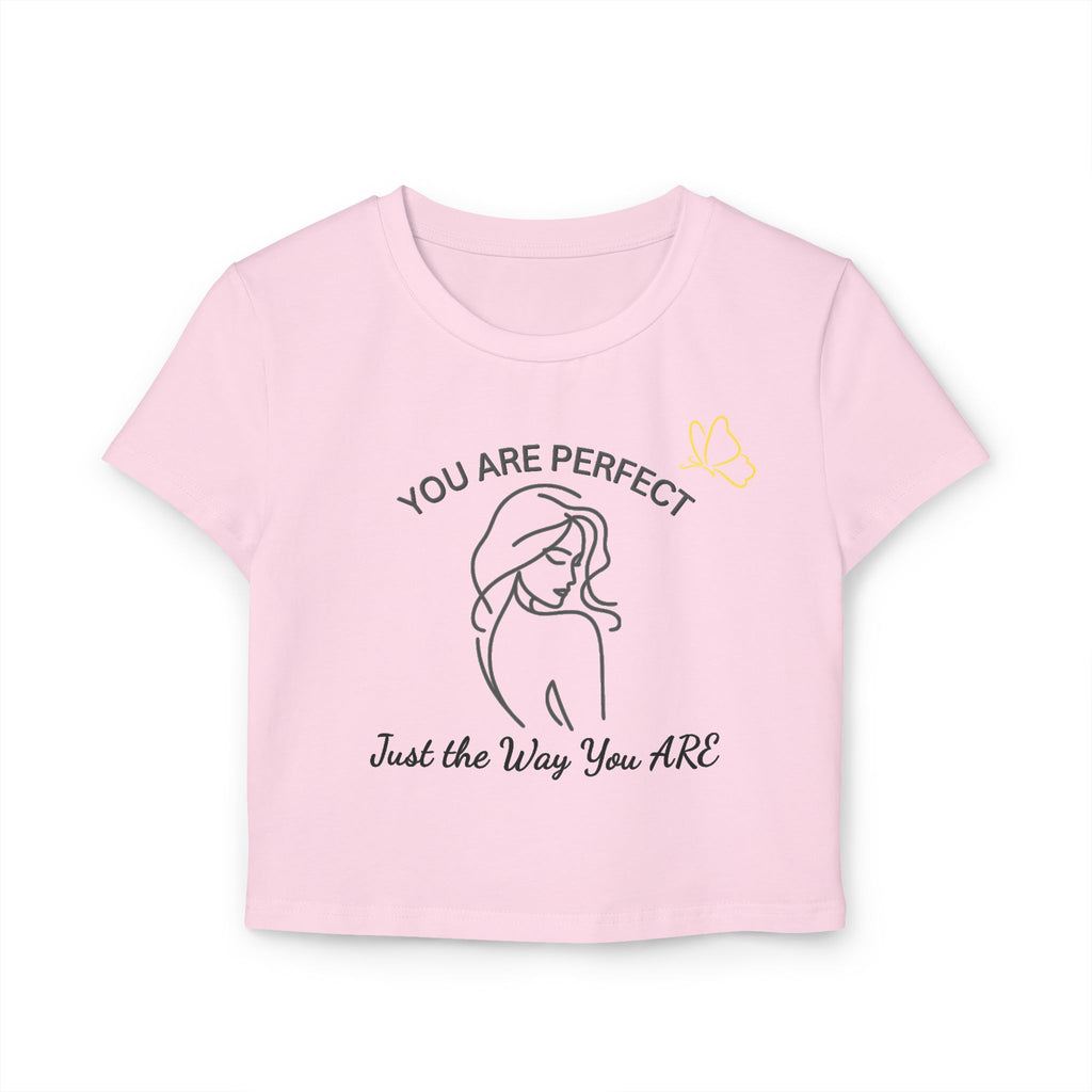 Baby Tee — "You Are Perfect" Minimal Line Art Crop Top