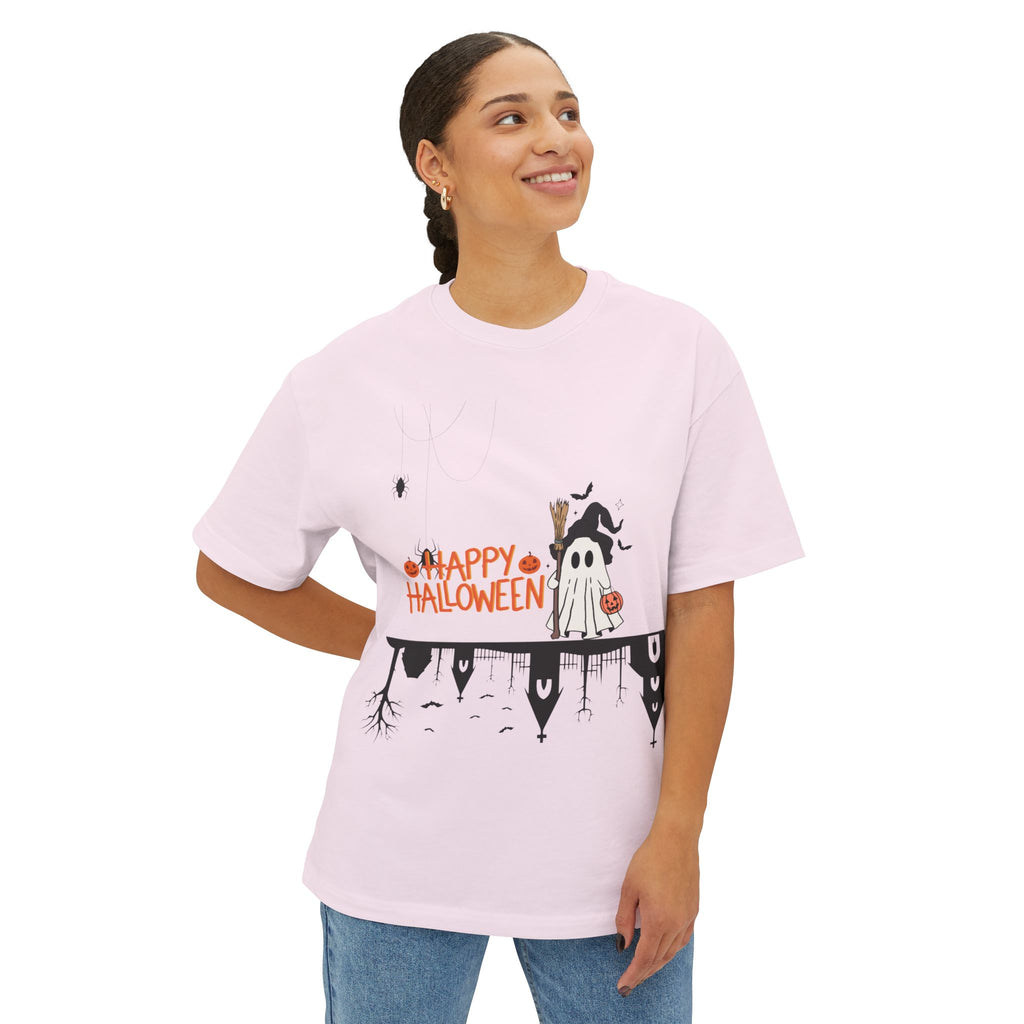 Halloween Ghost Tee — "Happy Halloween" Spooky Cottage Graphic