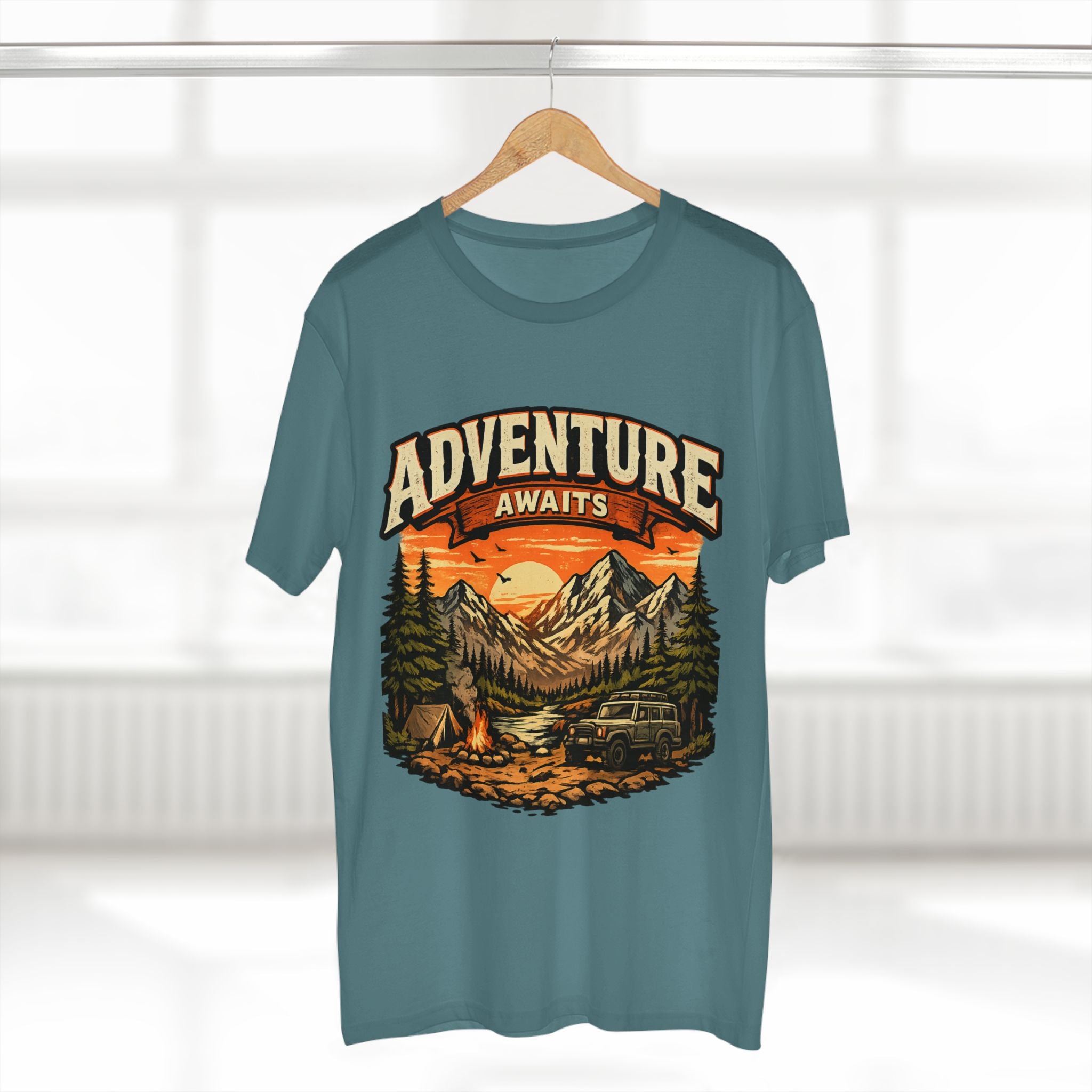 Adventure Awaits T-Shirt – Vintage Mountain Camping Tee