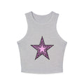 Star Leopard Tank Top — Pink Leopard Print Star Graphic Women's Racer Tank
