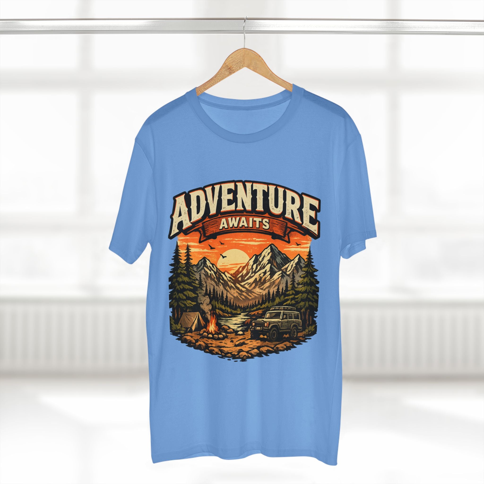 Adventure Awaits T-Shirt – Vintage Mountain Camping Tee
