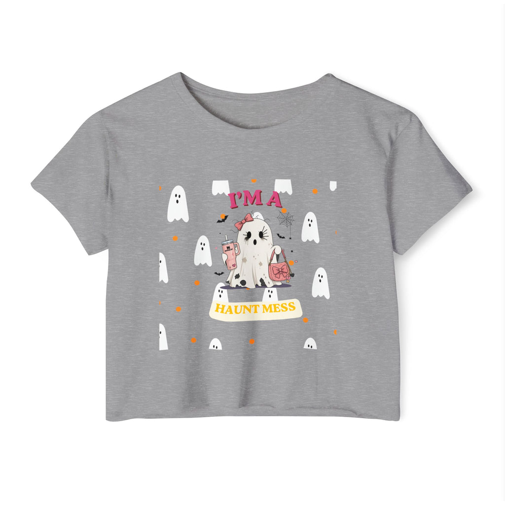 Women's Halloween Crop Top — "I'm a Haunt Mess" Ghost Festival Tee