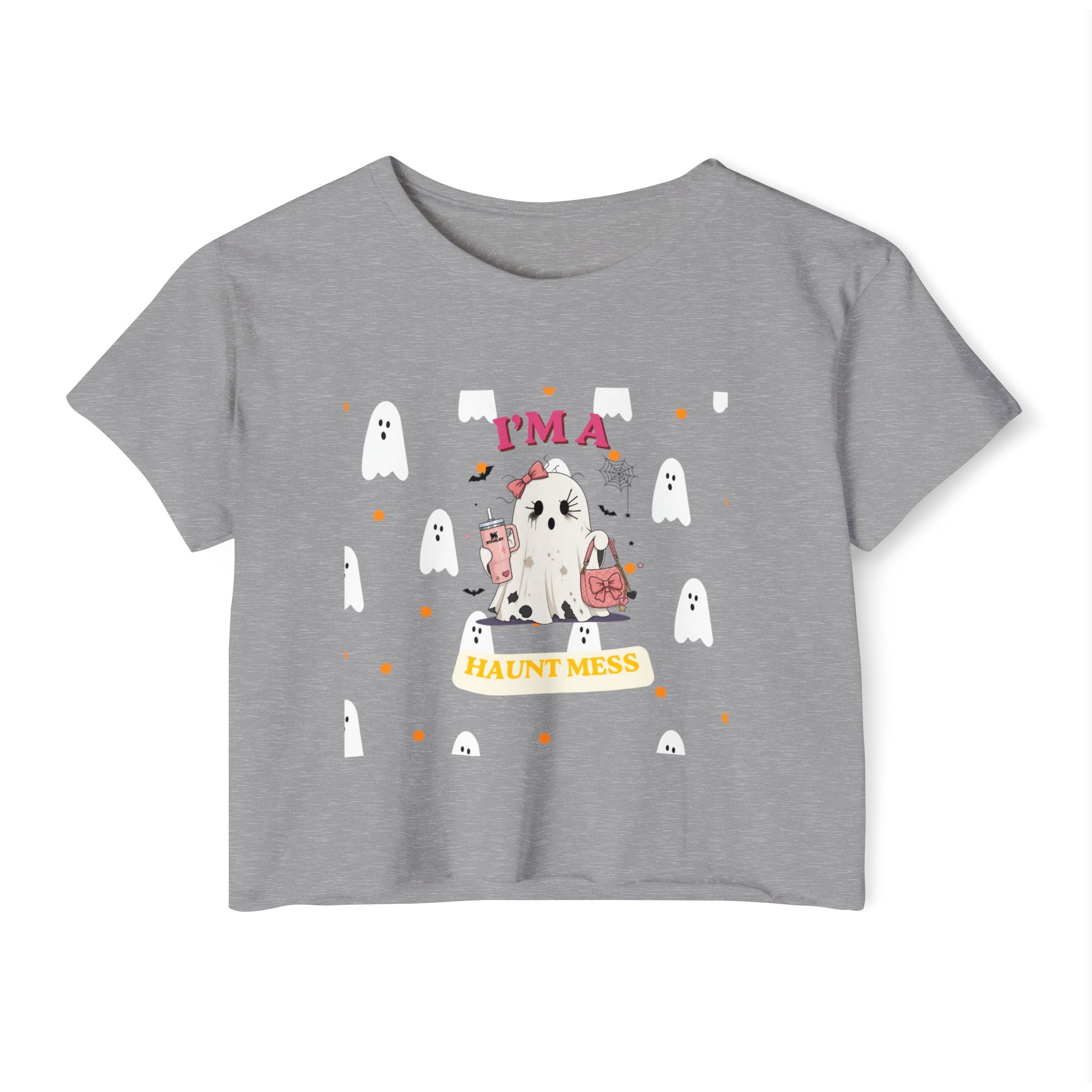 Women's Halloween Crop Top — "I'm a Haunt Mess" Ghost Festival Tee