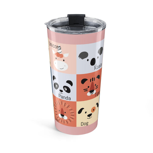20oz Animal Faces Tumbler — Cute Fox, Llama, Cat & More Travel Cup