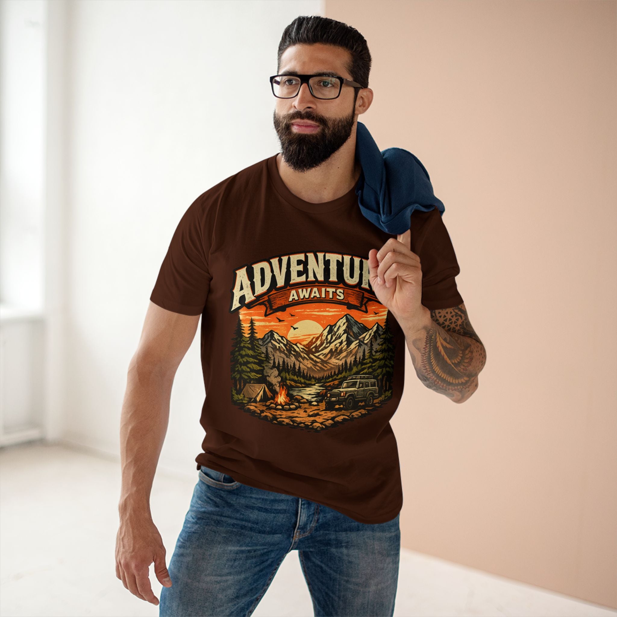 Adventure Awaits T-Shirt – Vintage Mountain Camping Tee