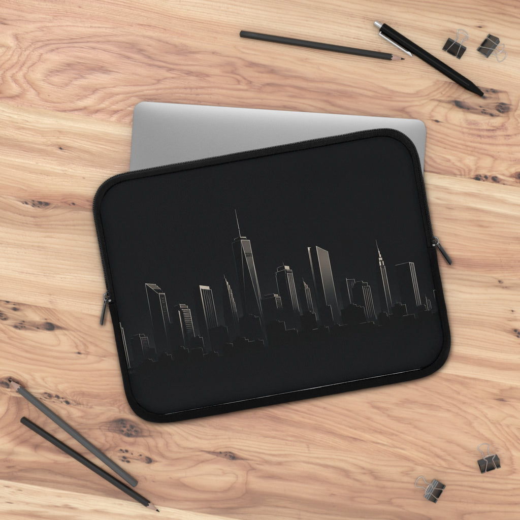 City Skyline Laptop Sleeve — Minimal Black Urban Skyline Case