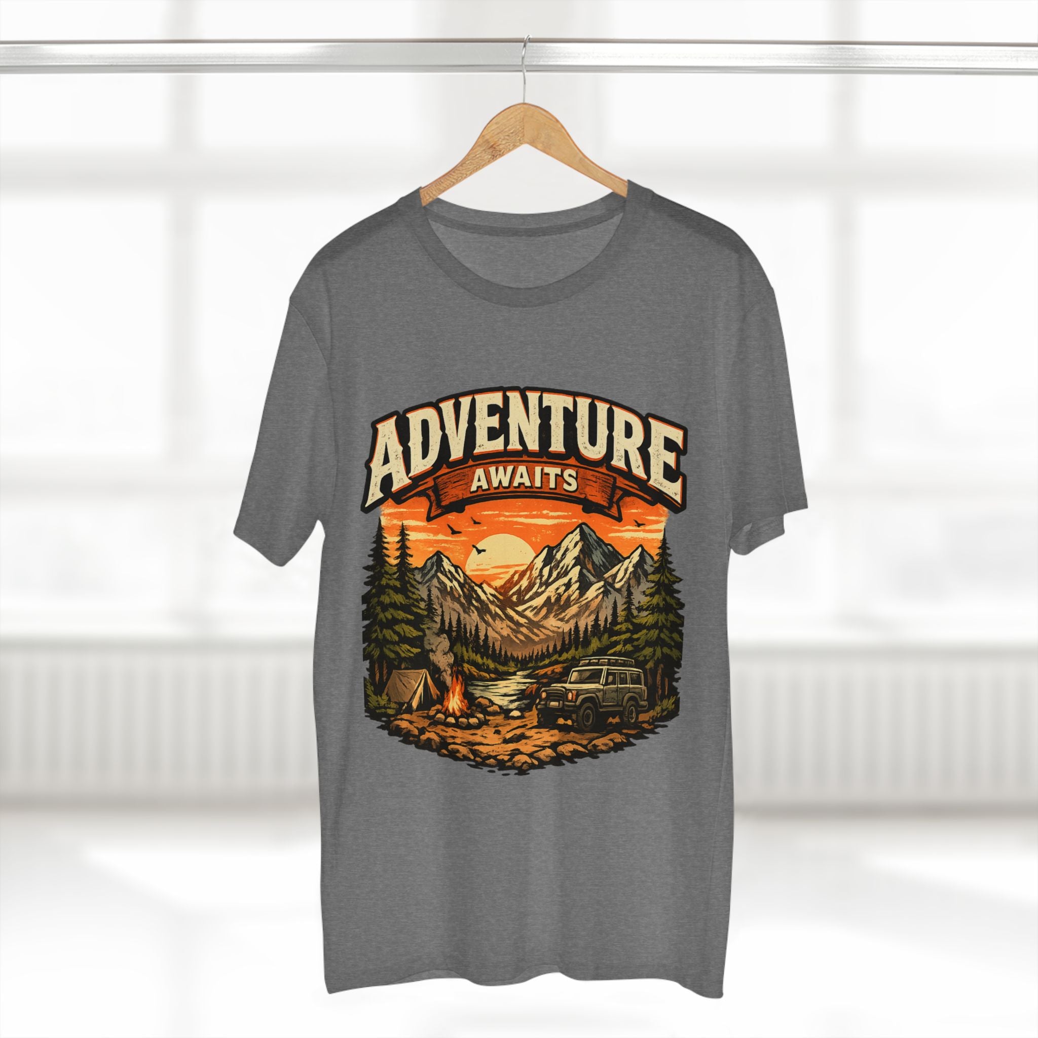 Adventure Awaits T-Shirt – Vintage Mountain Camping Tee