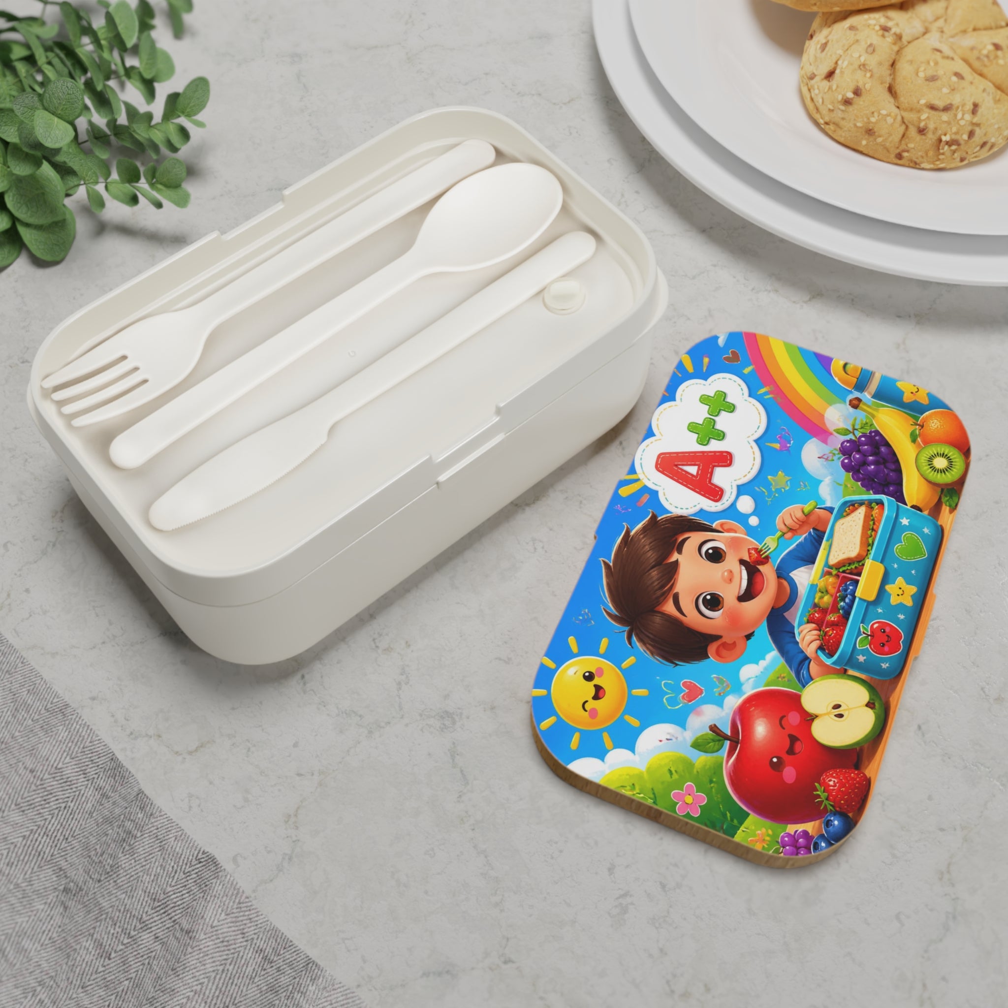 Bento Box — Kids’ A++ Lunchbox with Cute Cartoon Snack Scene