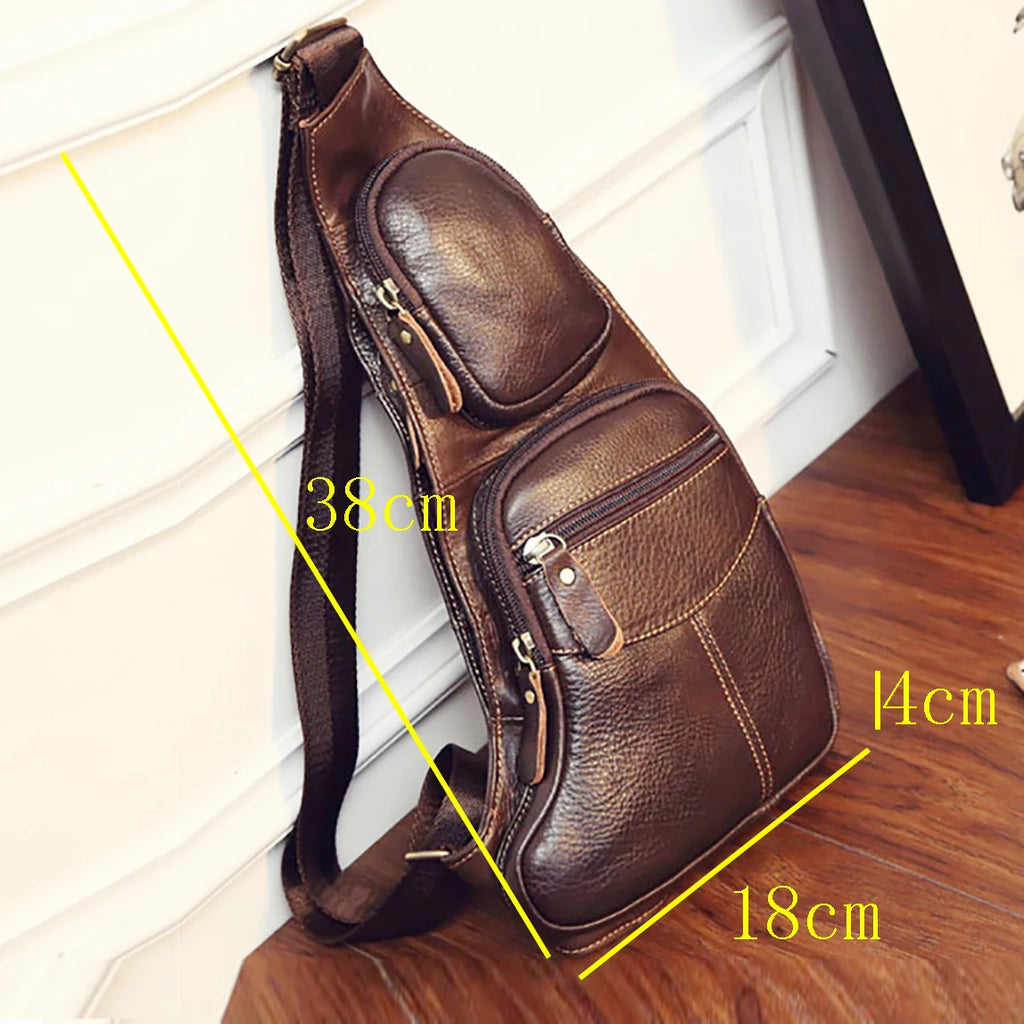 Men Cross Body Shoulder Sling Backpack Chest Bag Pouch Genuine Leather Casual Travel Retro Male Crossbody Messenger Side Bags
