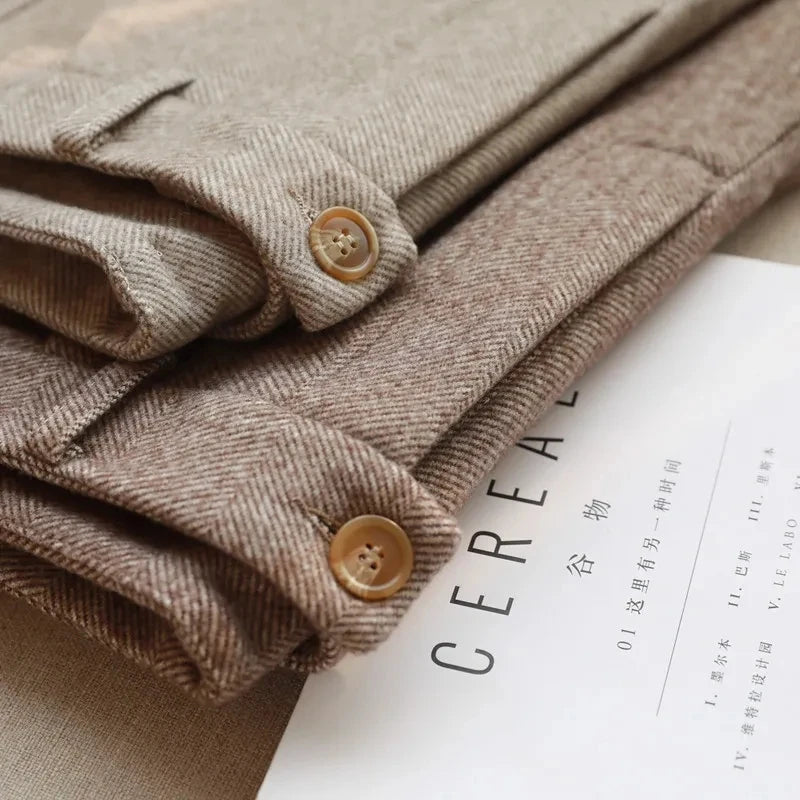 Woolen Pants Women's Harem Pencil Pants 2026 Autumn Winter High Waisted Casual Suit Pants Office Lady Women Trousers