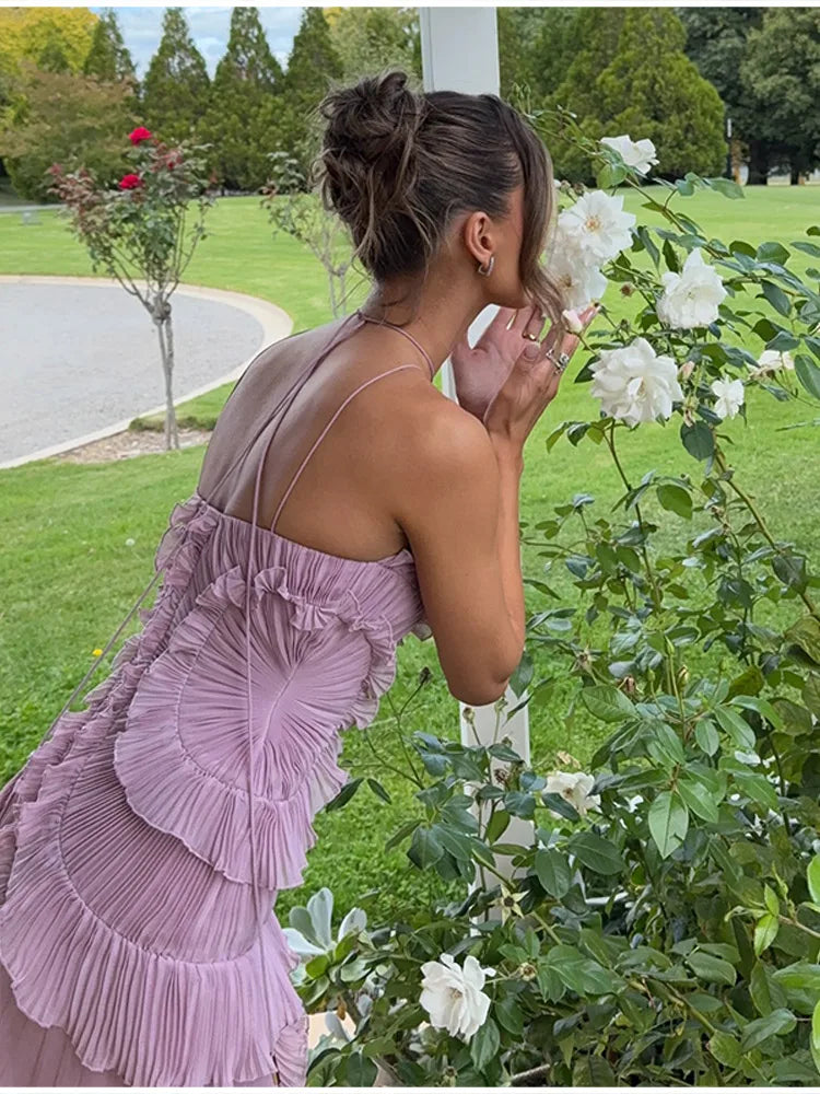 Elegant Halter A-Line Chiffon Prom Gown