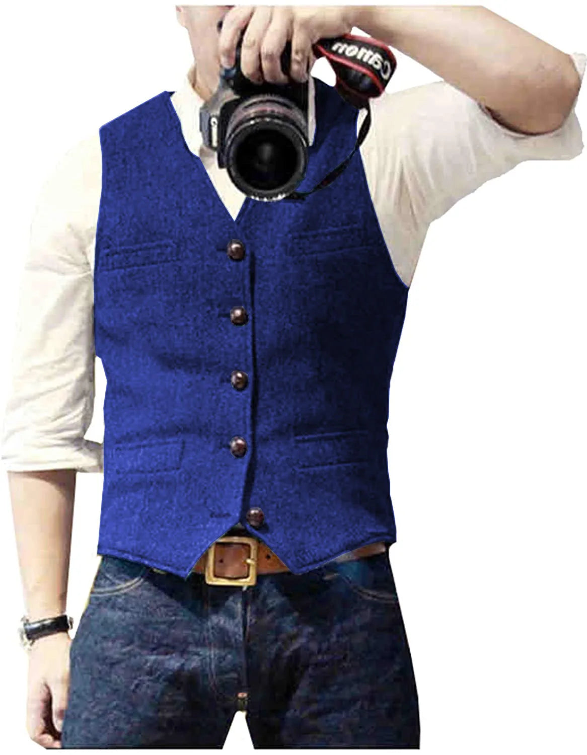 Men's Wool Herringbone Tweed Suit Vest – Formal Waistcoat