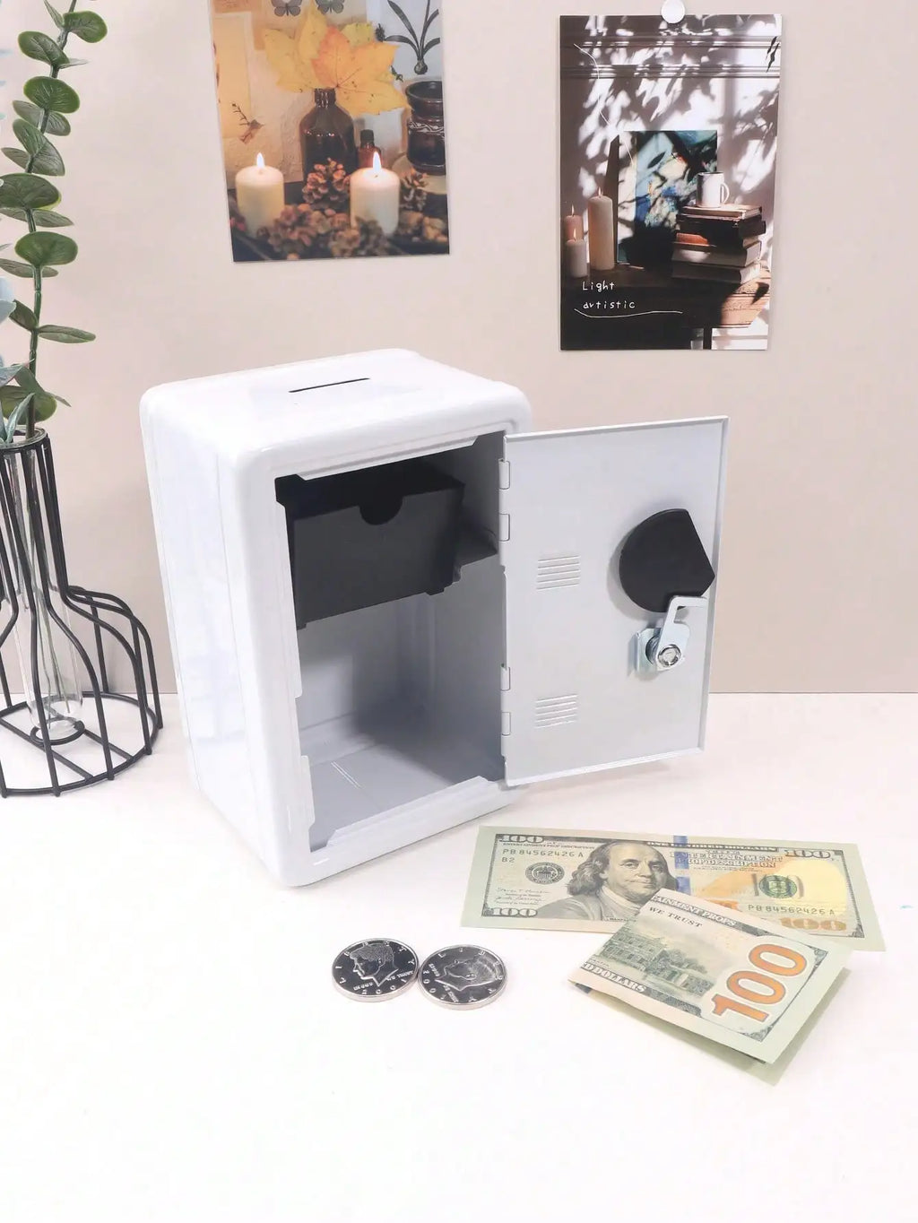 Home Mini Safe - Small Lockable Storage Box With Combo & Key, Protects Valuables, Cash, Documents & Personal Jewelry