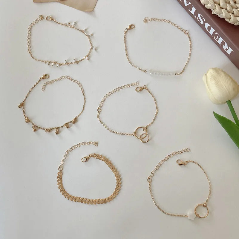 6-Piece Stackable Bracelet Set – Geometric & Tassel