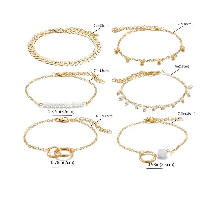 6-Piece Stackable Bracelet Set – Geometric & Tassel