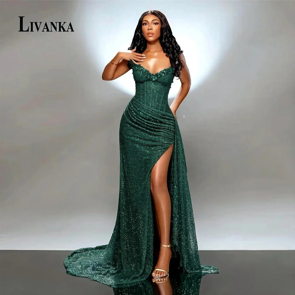 Sweetheart Mermaid Evening Gown – Beaded Floor-Length