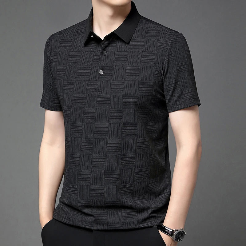 Men's Printed Business Casual Polo Shirt – 5 Colors, S–4XL