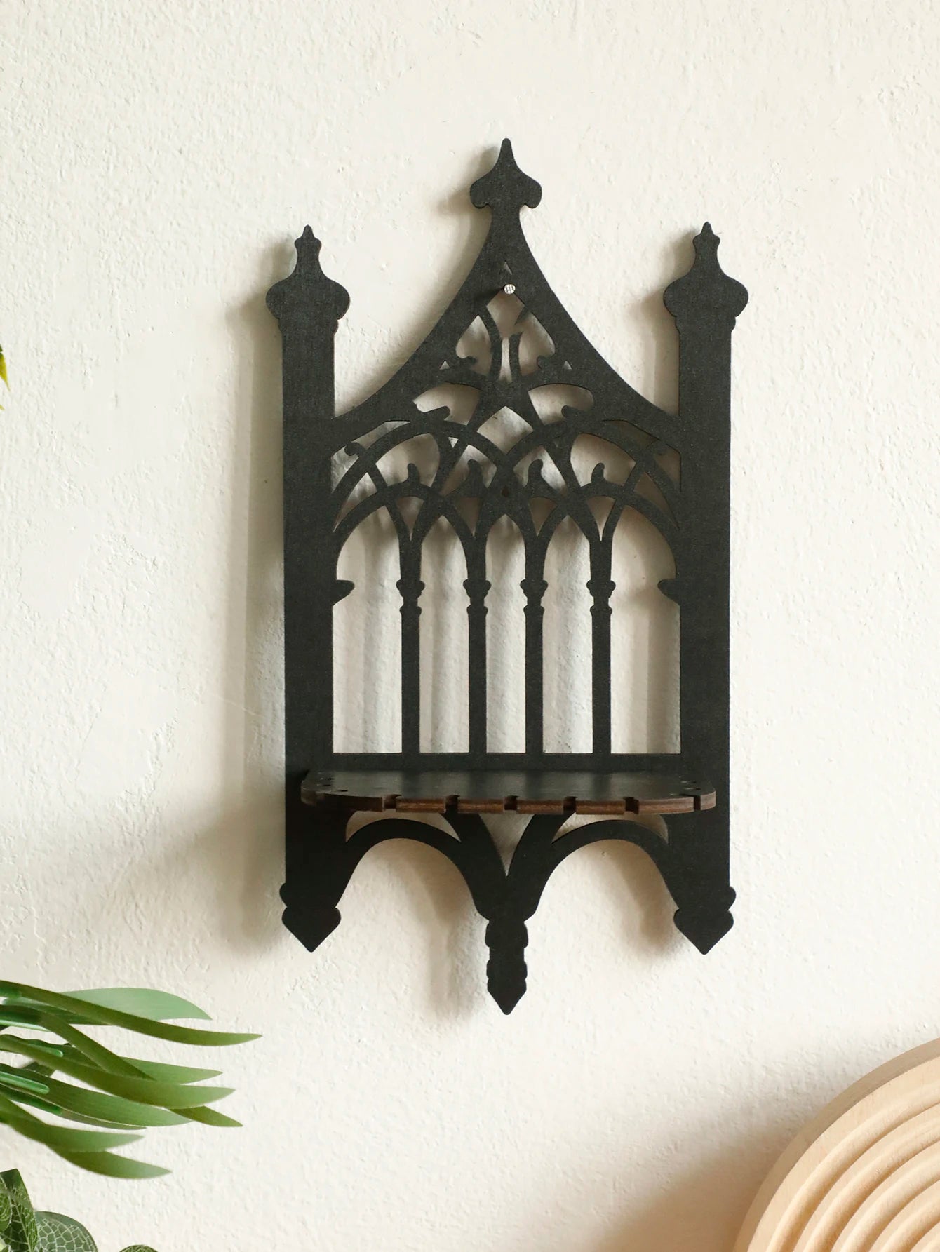 Black Gothic Floating Shelf – Crystal Holder Wall Decor