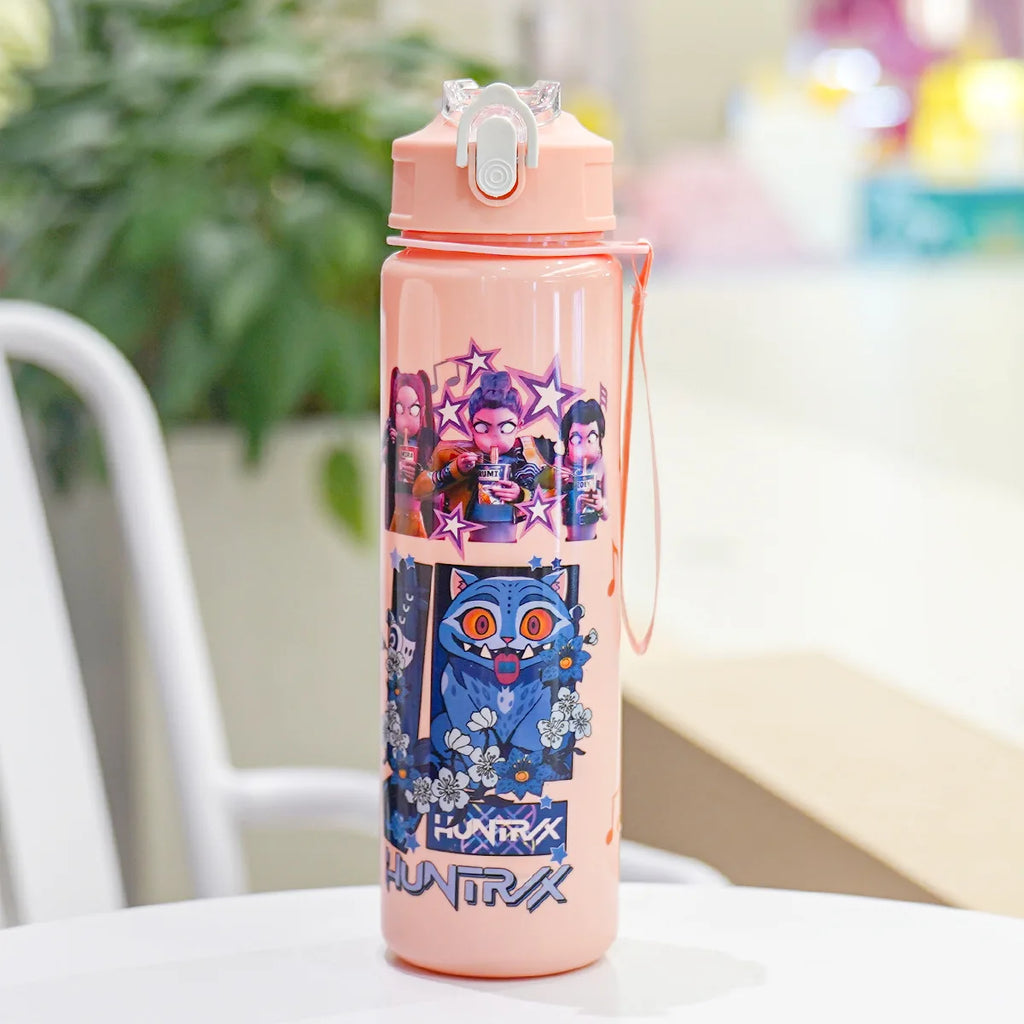 Hot 700ml Sale Cartoon Print Plastic Water Cup | Rumi Mira Zoey Jinu Celine | Portable Outdoor Straw Cup For Kids Cross-Border