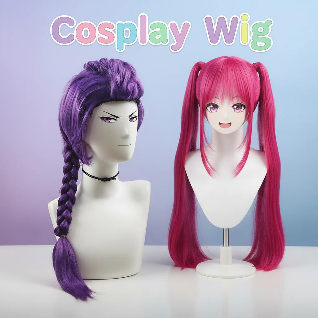 NEW Cosplay Purple/Pink Long Braid With Side Ponytail Integrated Tiger Mouth Clamp Children's Wig Halloween Costume Party Anime